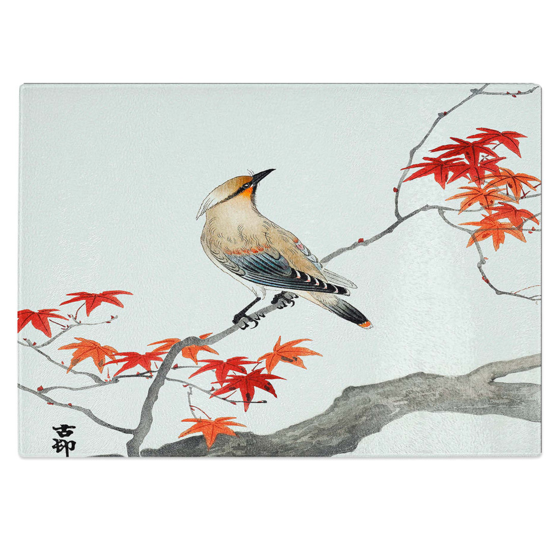 Tempered Glass Bird upon a Maple Tree Chopping Board