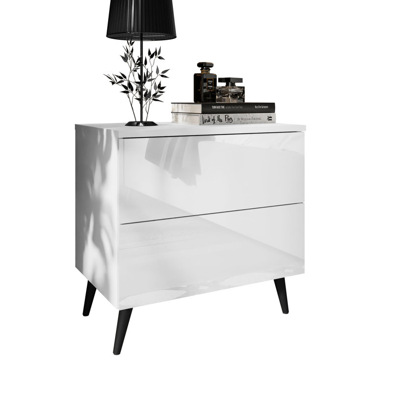 Donneville 2 Drawer Bedside Table, White