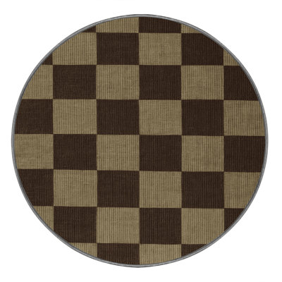 Tapis brun à carreaux lavable à la machine