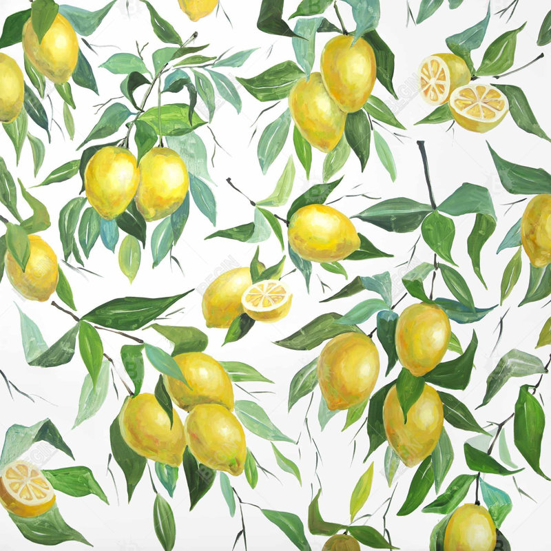 Lemon pattern - 18"x18" Outdoors Throw pillow - Spun poly - Print on demand