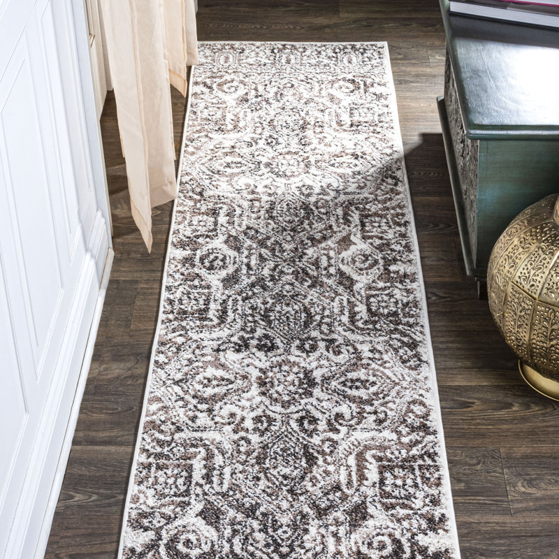 Scala Grand Medallion Ornate Brown/Ivory Rug, Runner 2' x 10'