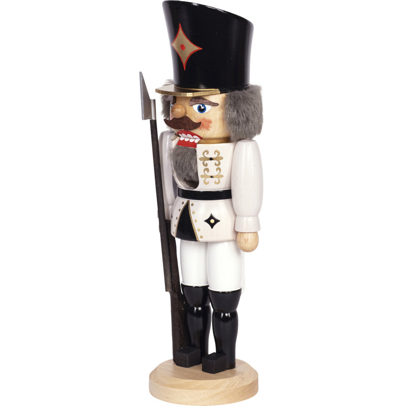 Soldier Nutcracker, White/Black, 29cm H x 10cm W x 10cm D