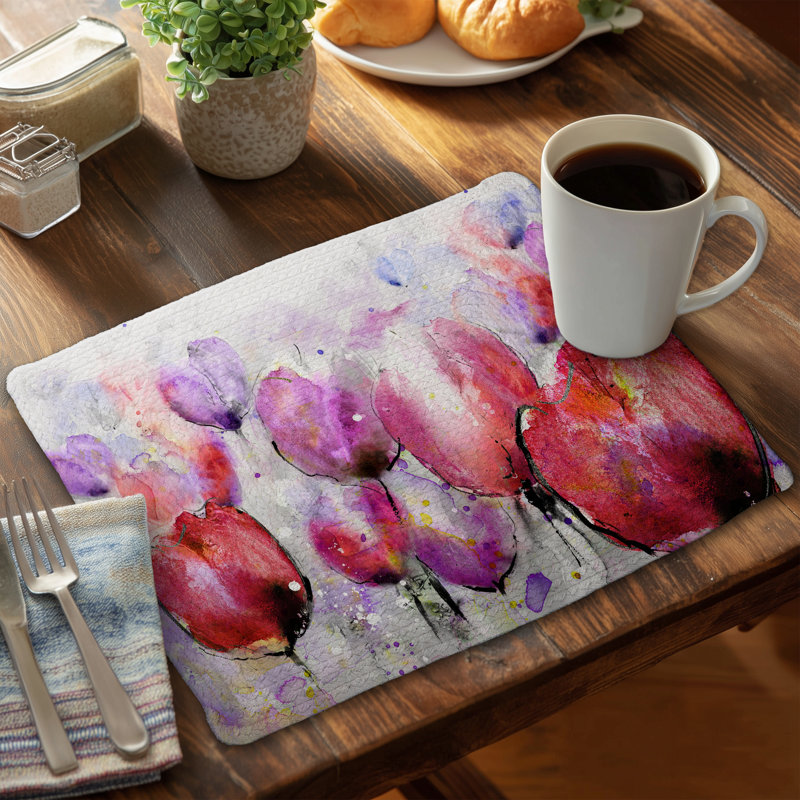 Napperon tulipes roses