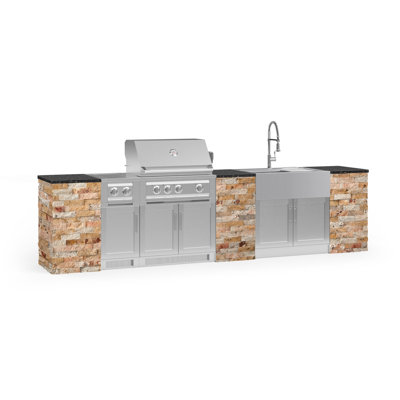 Outdoor Kitchen Signature Series 11 Piece Cabinet Set with 33 in. Natural Gas Platinum Grill -  NewAge Products, 69218