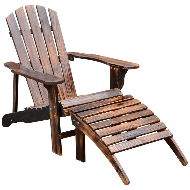 Chaise de patio en bois avec repose-pieds et repose-pieds