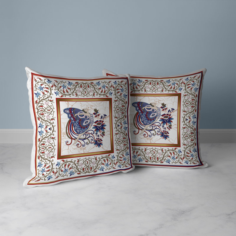 Harmony Haven  Square Throw Pillow, 16"H x 16"W, Blue/Pink