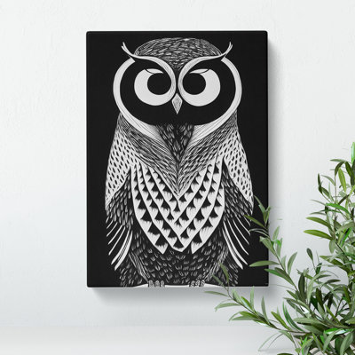 Owl Monochrome No.2 - Wrapped Canvas