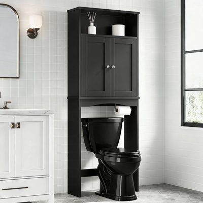 Over The Toilet Storage Cabinet With Adjustable Shelf - Space Saving Bathroom Organizer With Open Top Storage And Wall Mount For Stability