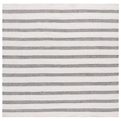 Oquendo Striped Handmade Tufted Cotton/Wool Black/Ivory Area Rug