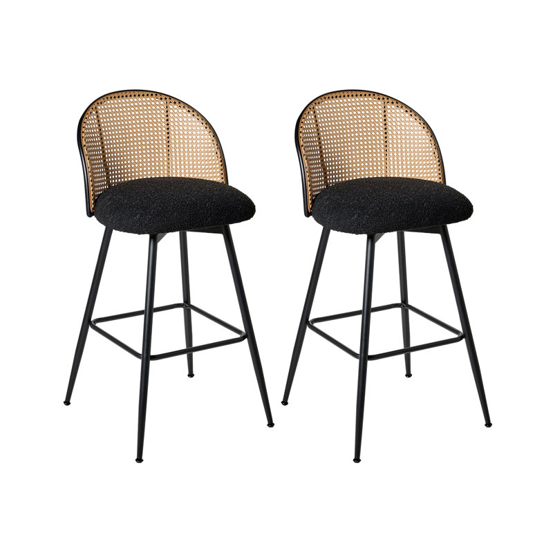 Set of 2 Bar Chairs NATHAN Swivel, 66", Black