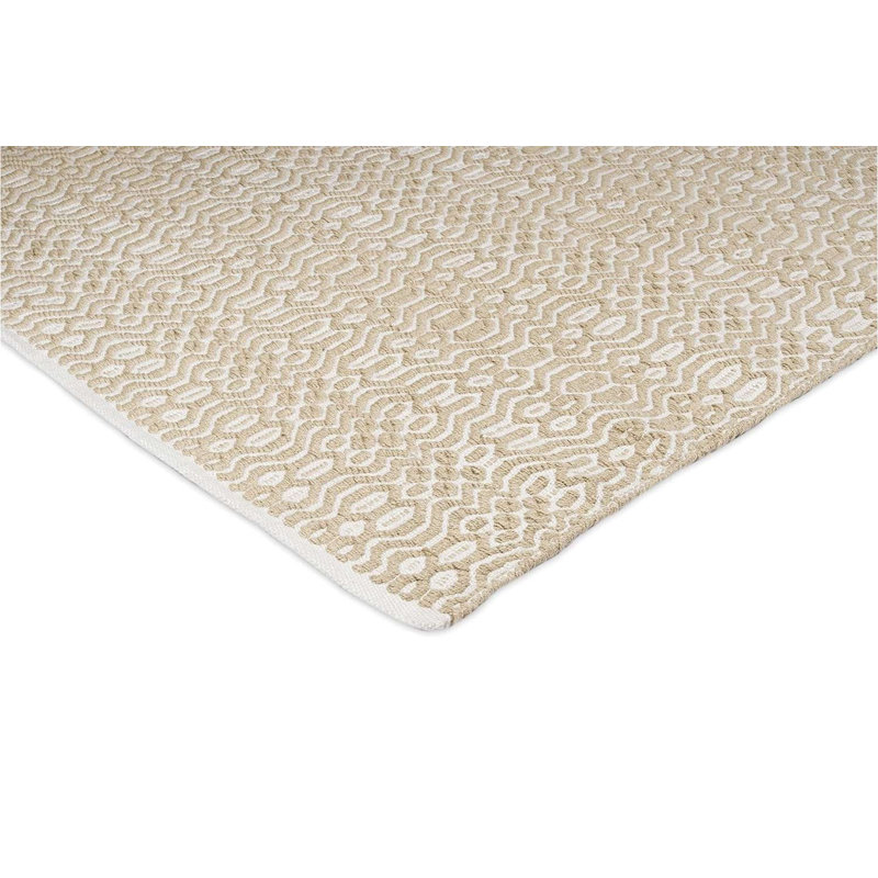 Caillat géométrique tissé à la main et recyclé P.E.T. Tapis beige, Rectangle 7 pi 11 po x 10 pi 10 po