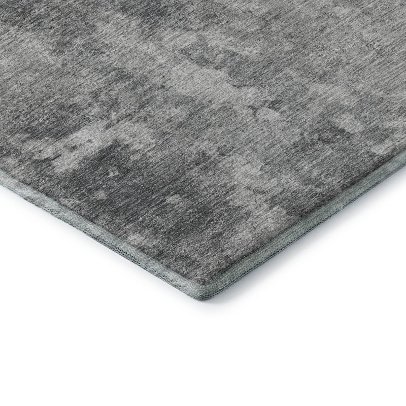 Tapis gris Cerrito AMF573 lavable à la machine de qualité supérieure, Rectangle 9 pi x 12 pi