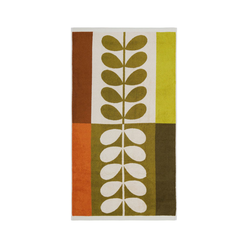 Stem Check Hazel-Ochre Cotton Towels, Bath Towel