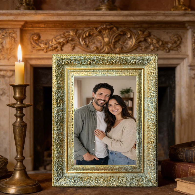 Cadre photo sophistiqué doré antique 1PC pour photos et décor de chambre 5 po x 7 po