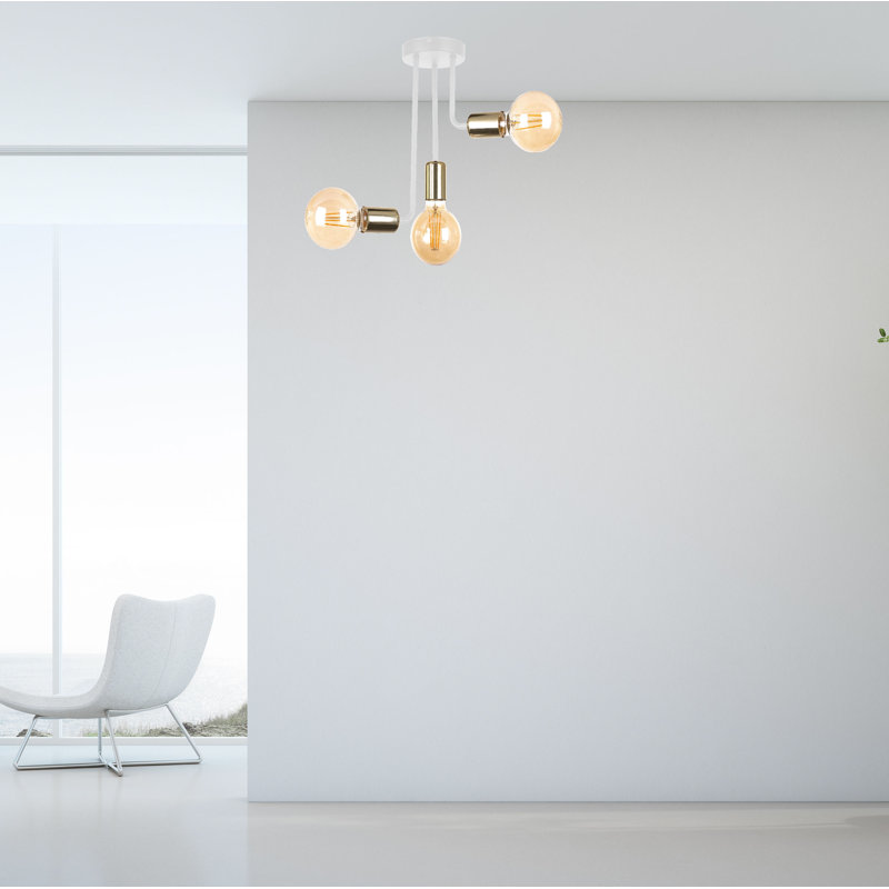 Ailani Flush Mount and Semi Flush Mount, White/Gold