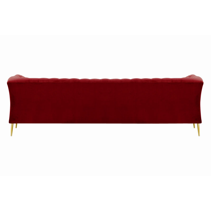 Ranae Chesterfield Sofa, 74cm H x 248cm W x 80cm D, 3, Red