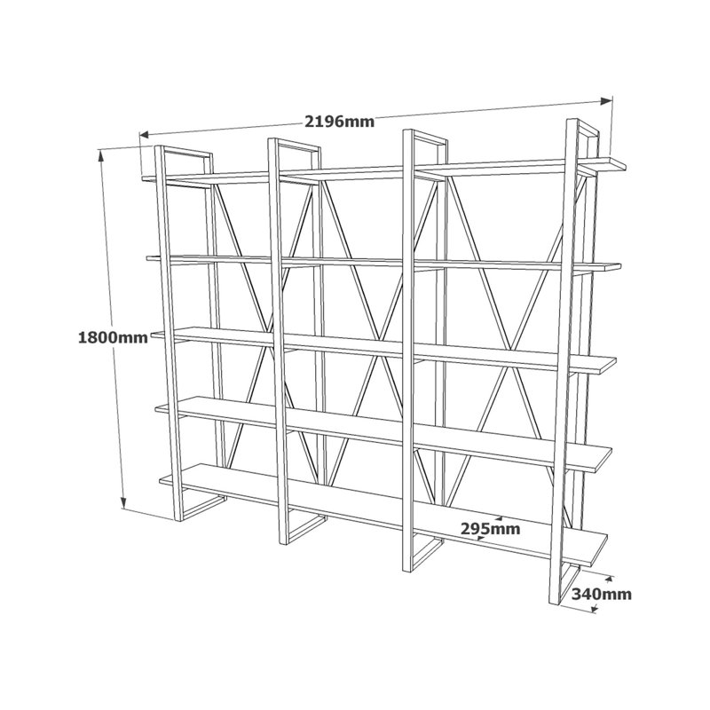 Angellyn 180cm H x 219.6cm W Bookcase