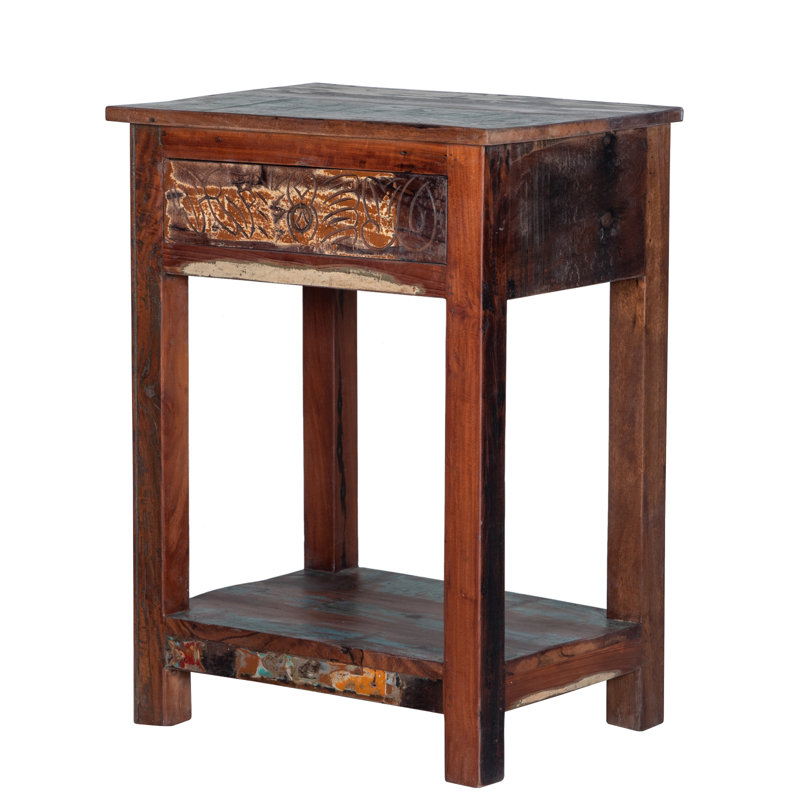 Nigella 24'' W Solid Wood Nightstand, Dark Brown