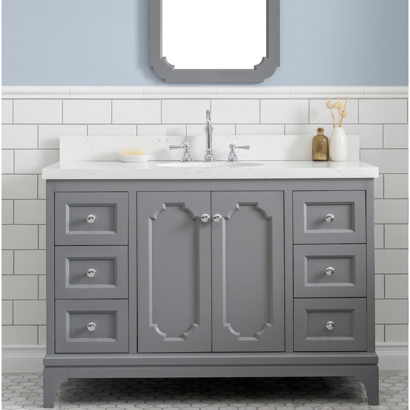 Darreyl 48" W x 22" D x 35" H Single Bathroom Vanity Set, Hook, Pure White