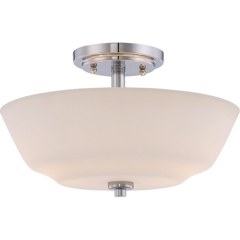 Torbett Glass Semi Flush Mount, Polished Nickel