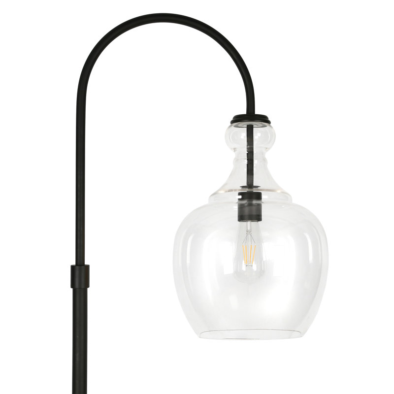 Verona 70'' Arched Floor Lamp, Clear, Blackened Bronze