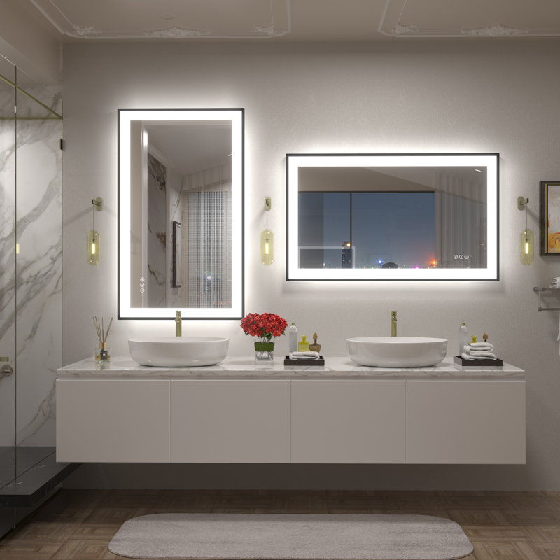 Aevar UL Certified Front & Back LED Anti-Fog Tempered Glass Framed Bathroom/Vanity Mirror with 3-Year Warranty, 40" x 24"