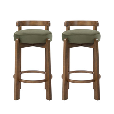 Ensemble de 2 tabourets de bar en bois d'hévéa Elise