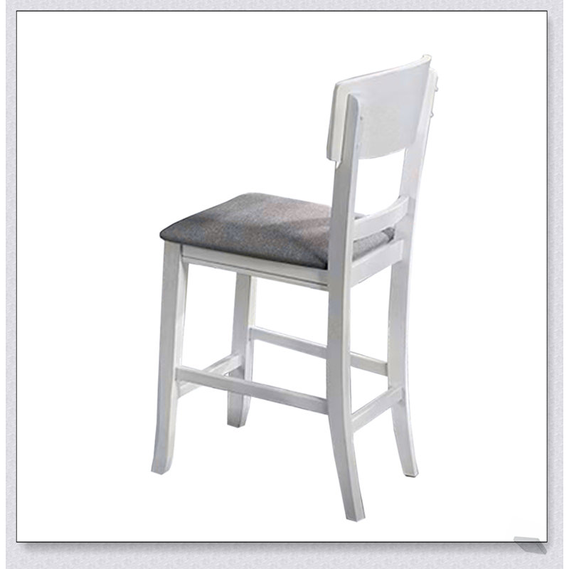 Ensemble de 2 chaises à hauteur de comptoir rembourrées en tissu blanc et gris modernes, confortables et élégantes pour la cuisine ou le bar