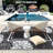 Outdoor Indoor Floral Bordered Area Rug,Outdoor Furniture Botanical Pattern Woven Carpet for Patio/Living Room, Durable & Easy Clean, Versatile Home Decor-91872974-91872960