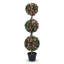 Arbre topiaire artificiel à trois boules 43,5 po avec fleurs réalistes et feuilles vertes-757316890