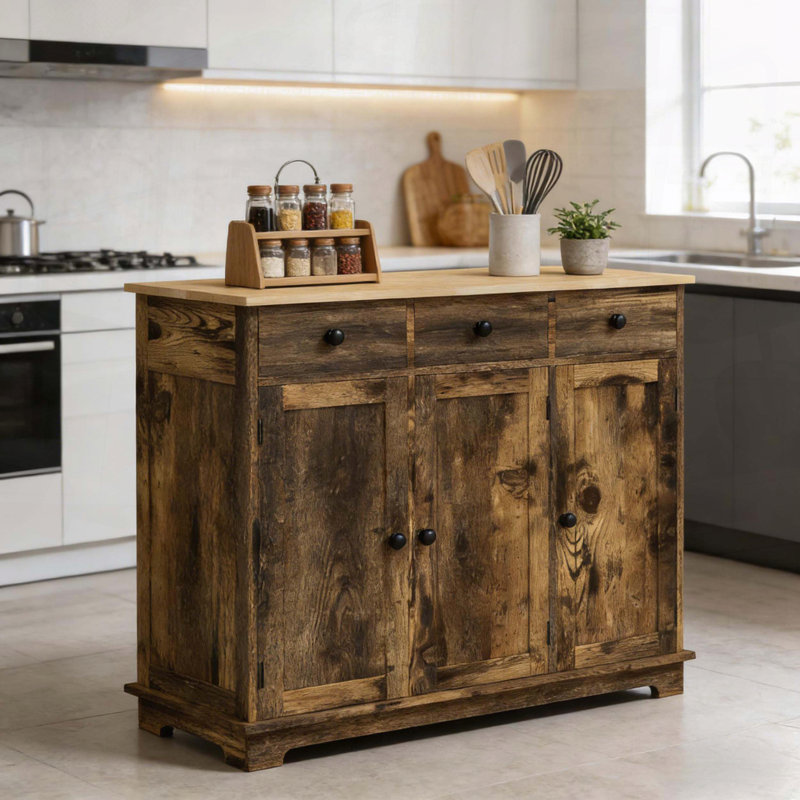 Armoire de rangement rustique avec conception anti-basculement, Brun naturel/rustique