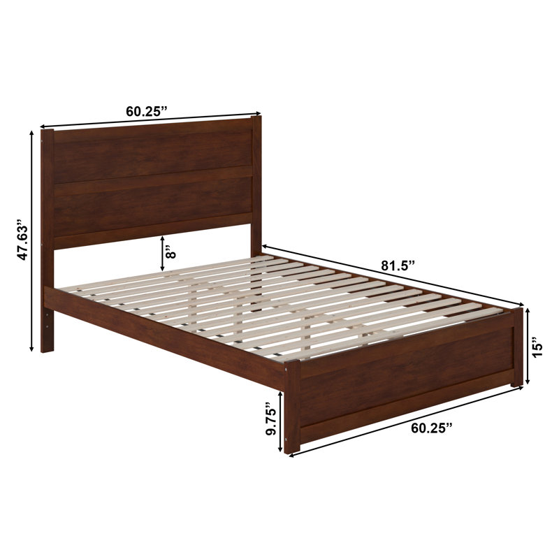 Ney Solid Wood Platform Storage Bed, Walnut, Queen, No