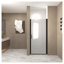 Porte de douche pivotante noire 30 po x 72 po - Verre trempé de 6 mm avec film antidéflagrant, demi-cadre en aluminium et poignée en acier inoxydable