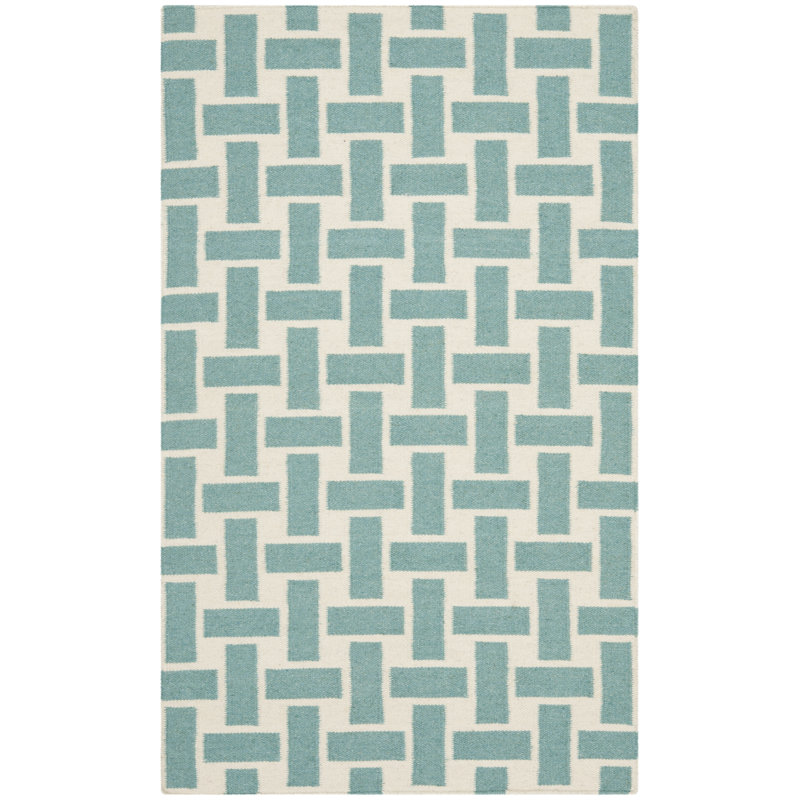 Mccall Hand Woven Flat Weave Wool Geometric Rug, Rectangle 3' x 5'