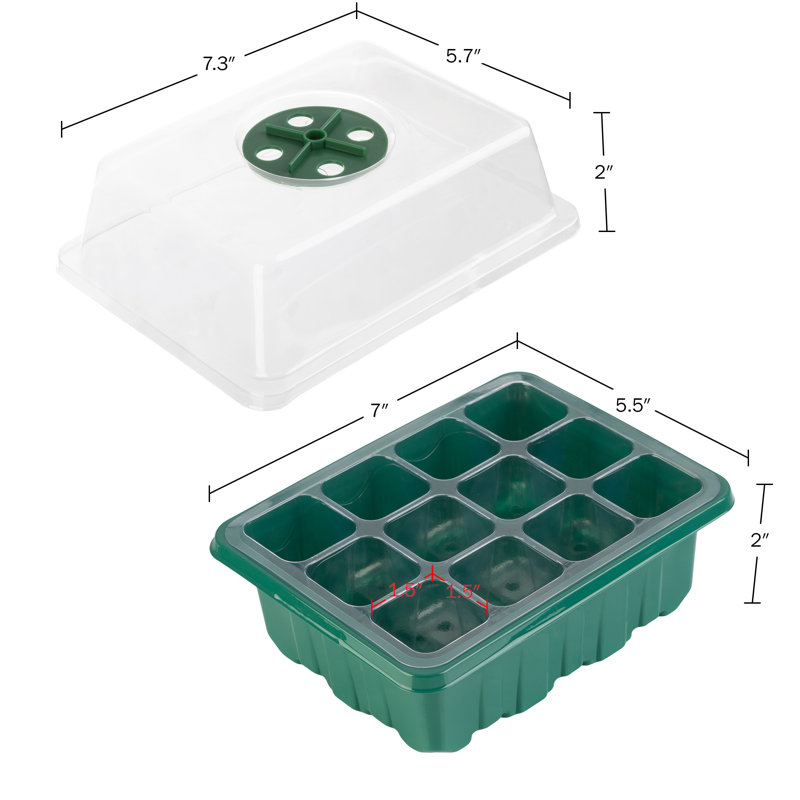 Green Plastic Seed Starter Tray Kit with Humidity Dome
