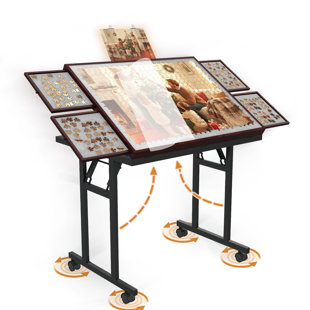 Puzzle Table With Folding Legs, 1500 Pieces Puzzle Table For Adults With Drawers, Cover, Wheels, 5 Adjustable Up Angles Jigsaw Puzzle Board For All Ages