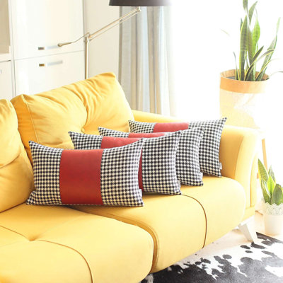 Housse de coussin rectangulaire en similicuir