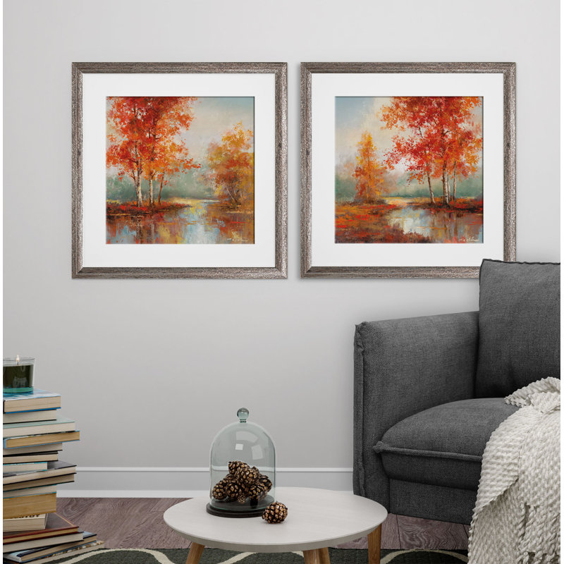 «Autumns Grace», ensemble de 2 reproductions encadrées, Cadre brun