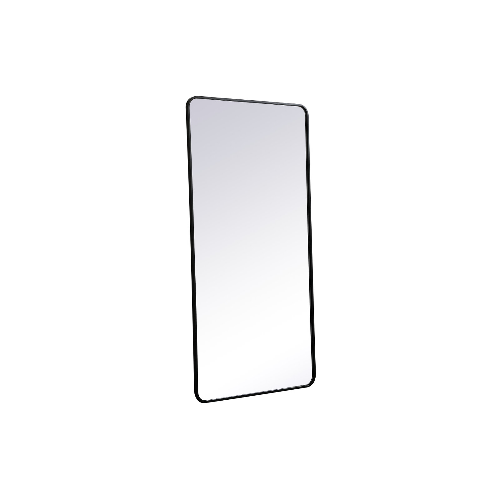Sabine Metal Rounded Rectangle Wall Mirror, Black, 60" x 30"