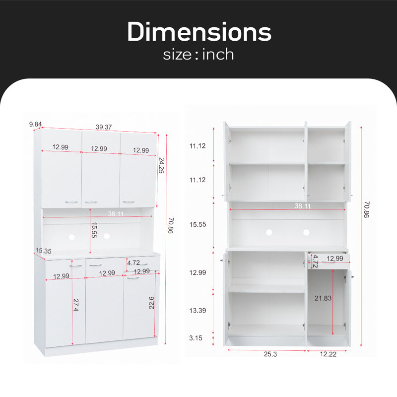 Bocar 70.86'' Kitchen Pantry, White