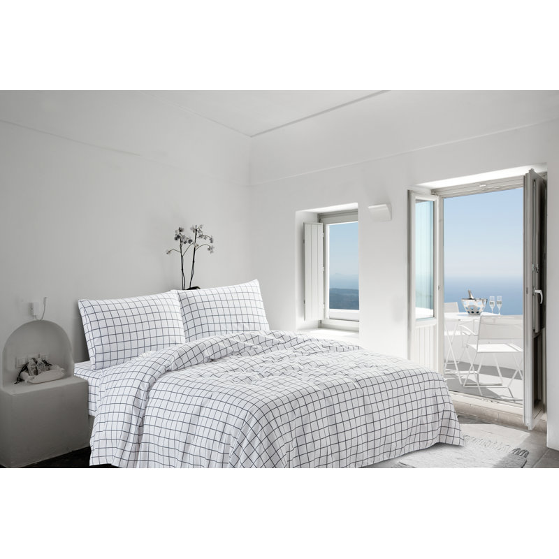 Ensemble de draps en microfibre Percy, Ensemble de draps pour lit double + un drap-housse, Blanc