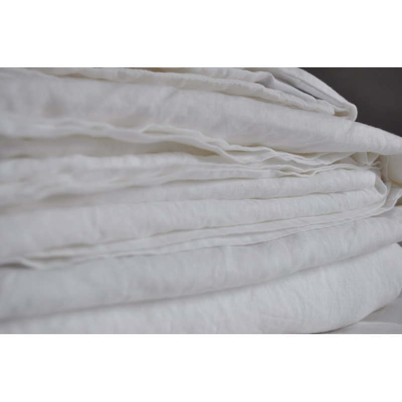 100% Linen Sheet Set, Queen Sheet Set with 2 Pillowcases, Snow Whtie