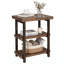Table de bout en bois de pin massif naturel à 2 tablettes avec pieds en métal Pomona-1494194990