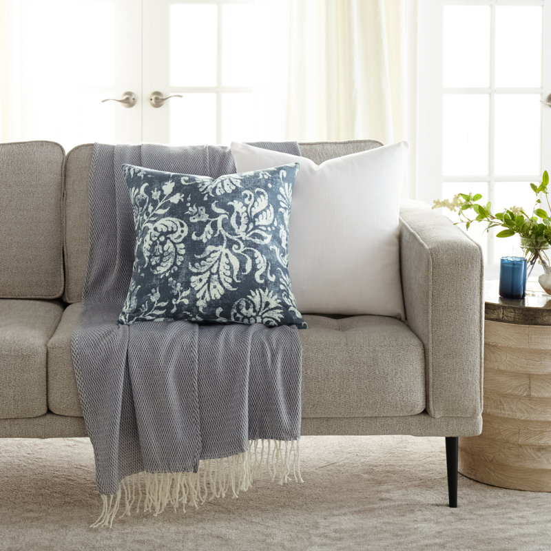 Cotton Throw Square Pillow Cover & Insert, Blue