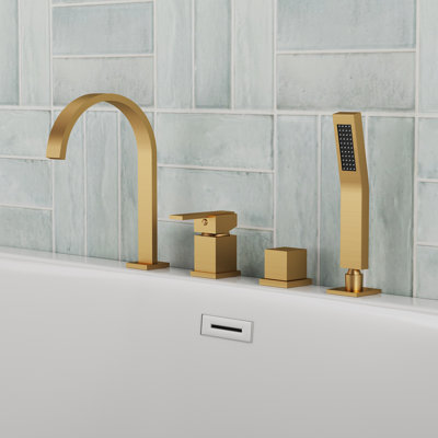 Deck Mounted Roman Tub Faucet with Hand Shower