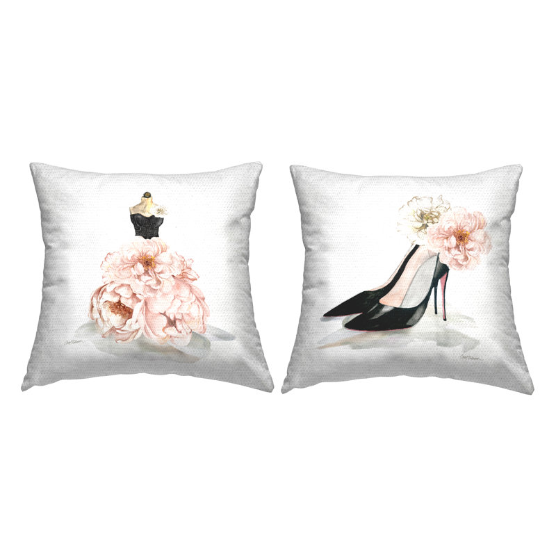 Ensemble de 2 coussins d'extérieur à imprimé glamour Stupell Industries Chic Pink Florals pour femmes par Carol Robinson