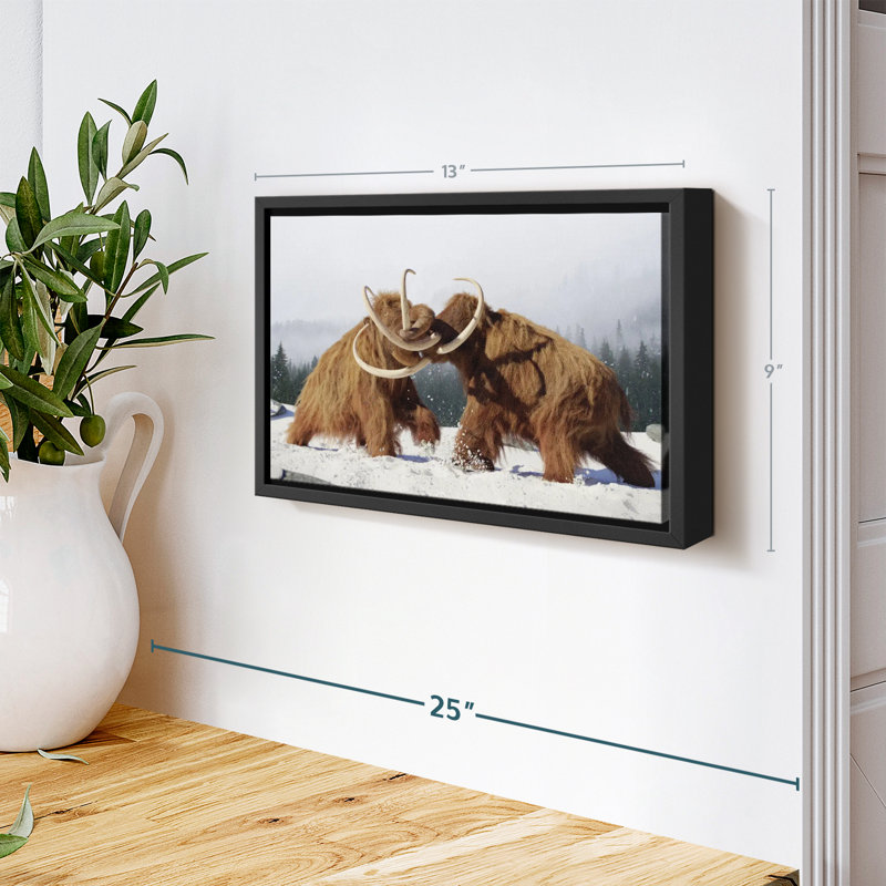 Fighting Woolly Mammoths, reproduction sur toile, H 9 po x l 13 po