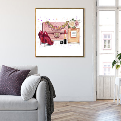 " Fashion And Glam Doll Memories - Pink Roses Bag And Accessories Square, Glam Pink "