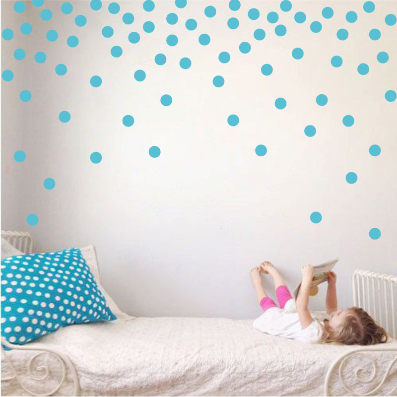 Adhésif décoratif à pois, Bleu geyser, H 24 po x l 39 po x P 0,01 po