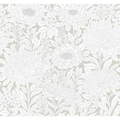 Wood Block Blooms Wallpaper